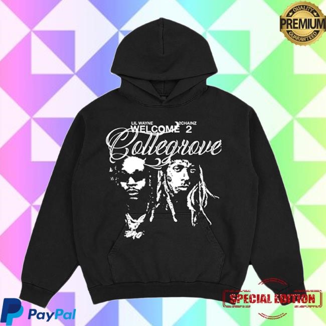 2 Chainz Official Merch Store Collegrove Photo Hoodies On Black 2 Chainz & Lil Wayne Clothing Shop